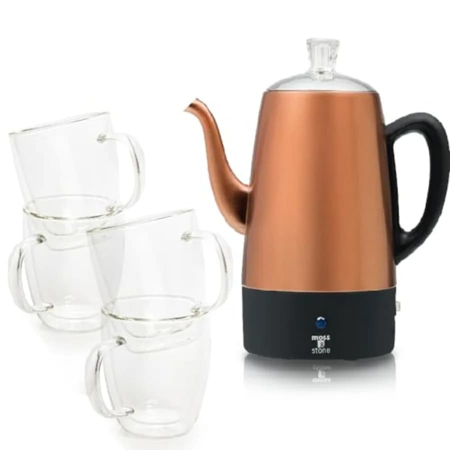 Percolator Coffee Pot Electric 10 Cup, Stainless Steel Coffee Maker, Coffee Percolator Electric With Keep Warm Function, 10 Cup