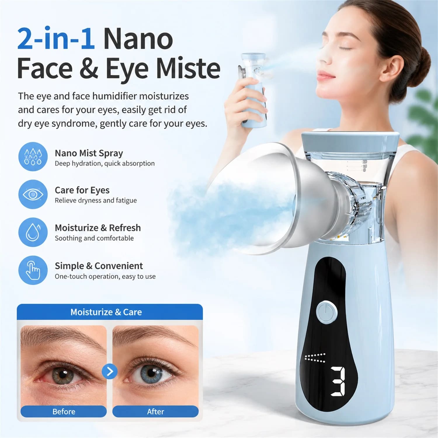 Nano Cold Spray Facial Steamer - Mini Portable Hydrating Beauty Apparatus Skin Care Humidifier