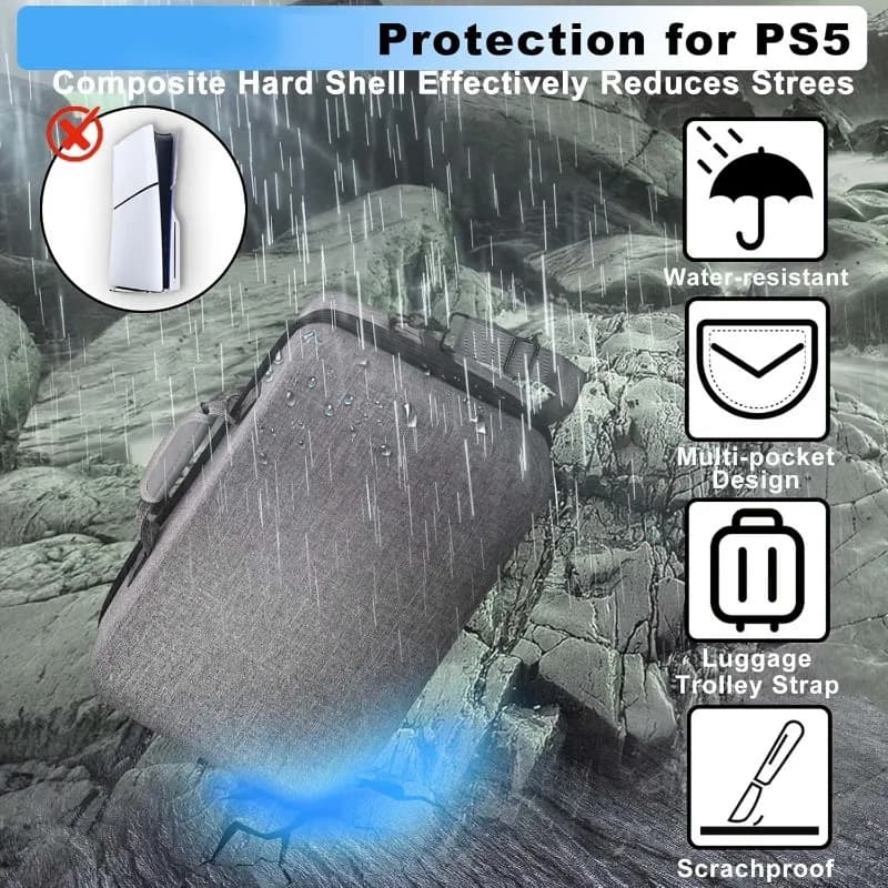 AT33 Per PS5 Custodia protettiva sottile-Materiale EVA Borsa protettiva antiurto portatile per riporre accessori console