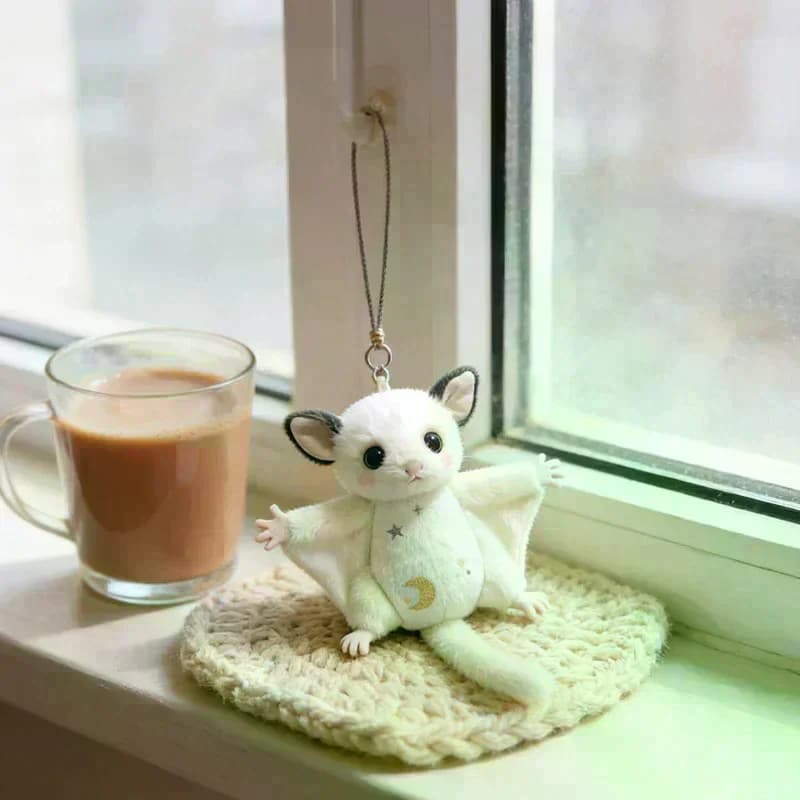 Portachiavi Peluche a Forma di Scoiattolo Volante, Ciondolo Animale Imbottito, Decorazione Carina per Borsa, Regalo di Compleanno