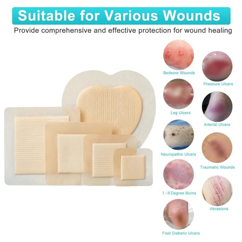 Nuovo Cerotto in Schiuma di Silicone con Bordo Adesivo, Sterilizzato, Impermeabile, per Ferite, Kit di Pronto Soccorso da Viaggio