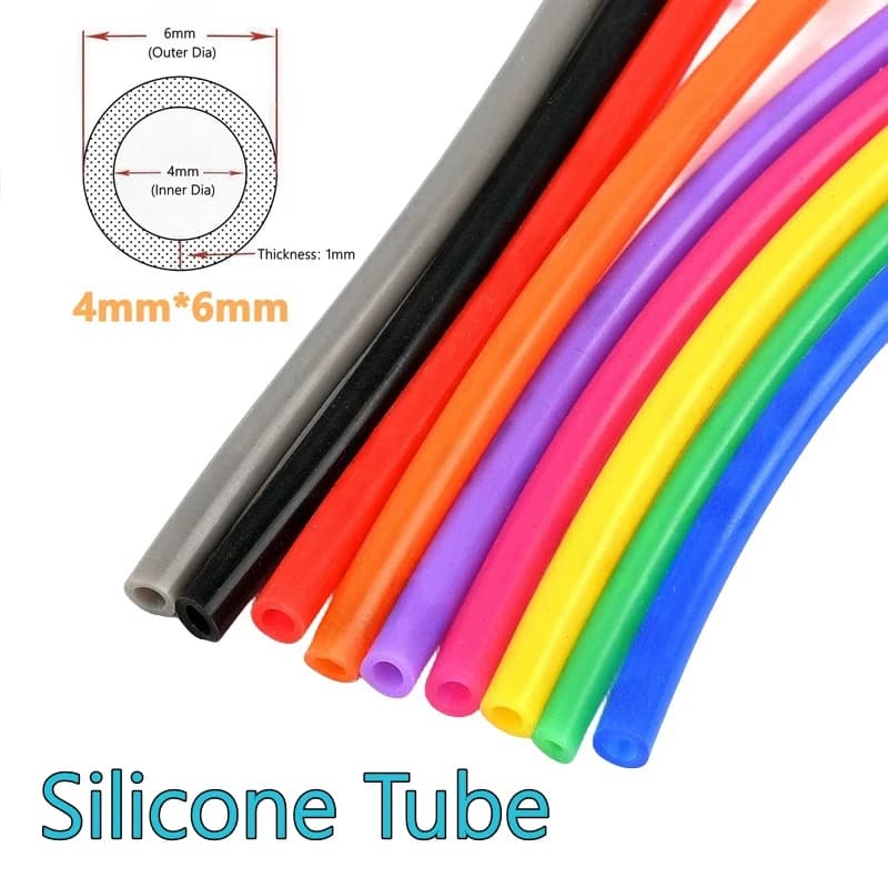 1/5 meters ID 4mm OD 6mm Silicone Tube Colorful rubber hose for food use High temperature resistance Non-toxic soft