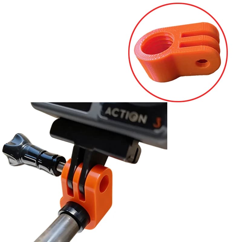 Action GoPro/Insta360/DJI Osmo Camera Adapter for Trekking and Selfie Auction, 3D PETG Printed Support