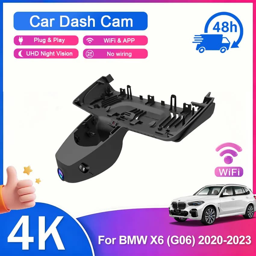 For BMW X6 G06 F16 F96 3rd Gen 2020 2021 2022 2023 4K 2160P Wifi DVR Video Recorder Dash Cam Front Rear Camera