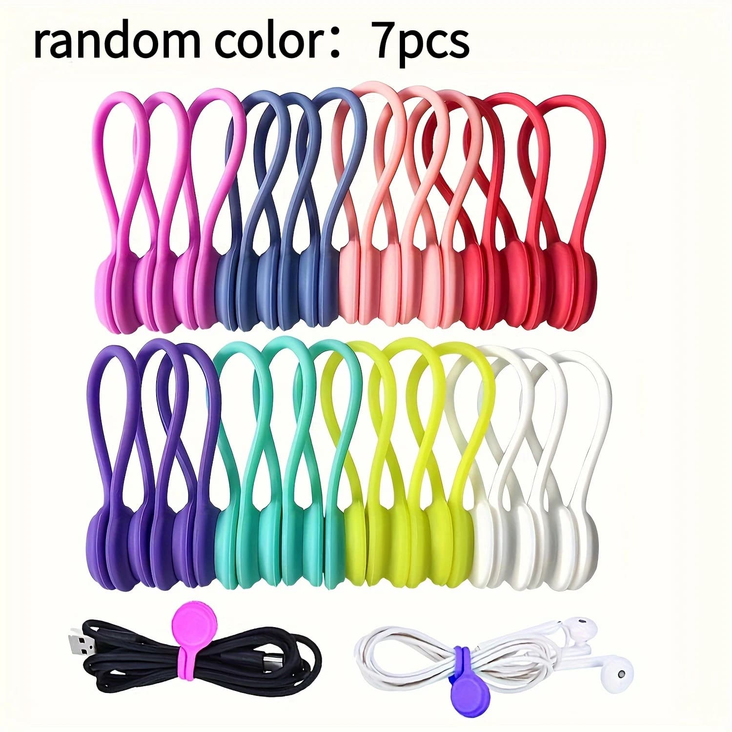 Fascette Magnetiche in Silicone - Organizzatori Riutilizzabili per Cavi USB e Cuffie, Ideali per Organizzare i Cavi a Casa e in Ufficio