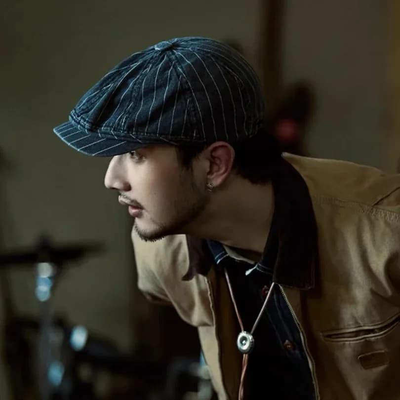 2026 Japanese Retro Washed Striped Denim Forward Hat Men's and Women's Spring and Autumn Outdoor Sunshade Newsboy Caps Gorras
