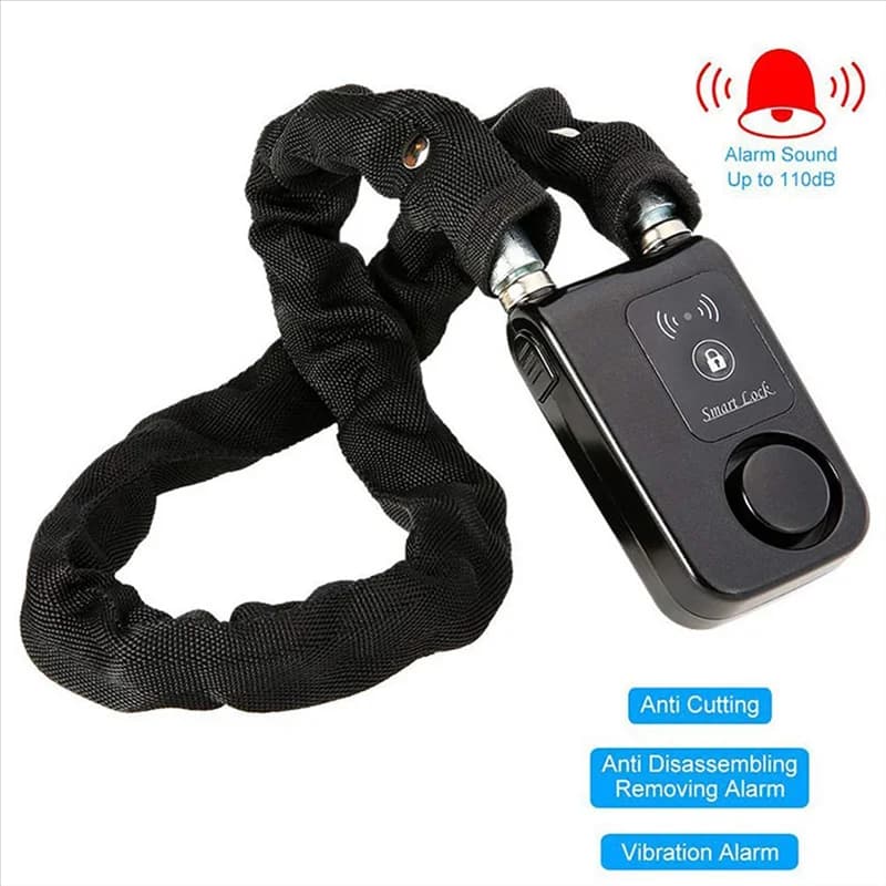 BTLIFE-Bike/Moto Cancello/Porta Blocco senza chiave Bluetooth Smart Chain Allarme Antifurto 110Db Telefono APP Controllo Nero