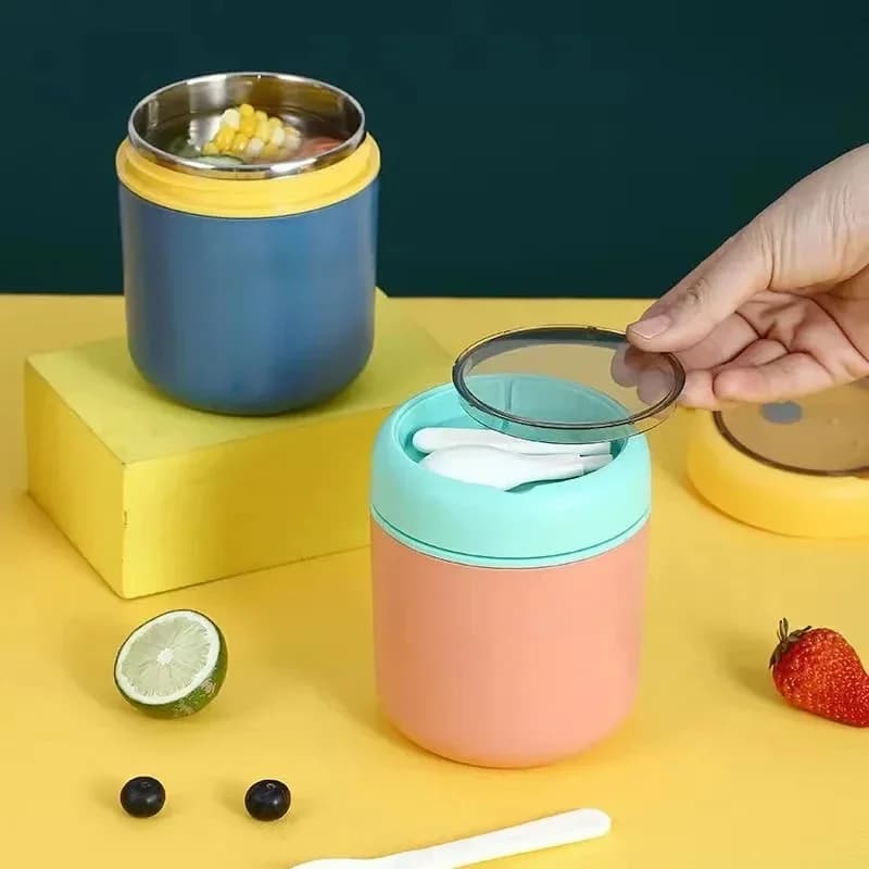 Contenitore Termico per Alimenti in Acciaio Inox 530ml/710ml - Tazza Termica a Doppia Parete Sottovuoto, Portapranzo Ermetico Mantiene Caldo e Freddo per la Scuola