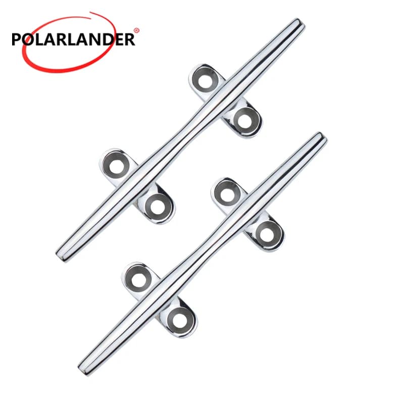 4 Inch 316 Stainless Steel Open Base Cleat Marine Boat Dock Hardware Rope Cleats for Deck Yacht Mooring 2PCS Silver