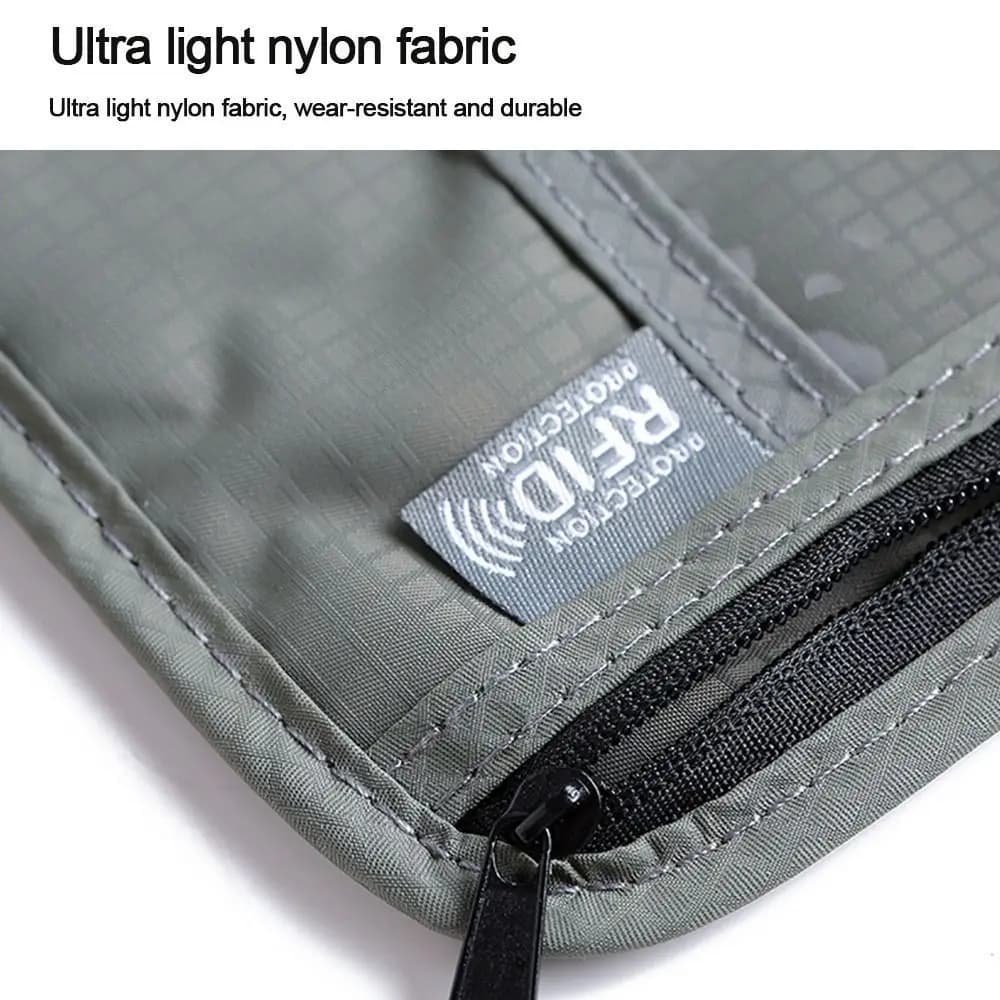 Unisex Nylon RFID Passport ID Bag Waterproof Multi-Functional ID Credit Card Holder Neck Wallet Men