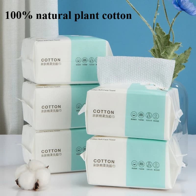 Asciugamano viso riutilizzabile ispessito, confezione da 50/100 pezzi, strumento in tessuto morbido di cotone per la pulizia del viso, rimozione trucco, utilizzabile a secco o bagnato, ideale per i viaggi.