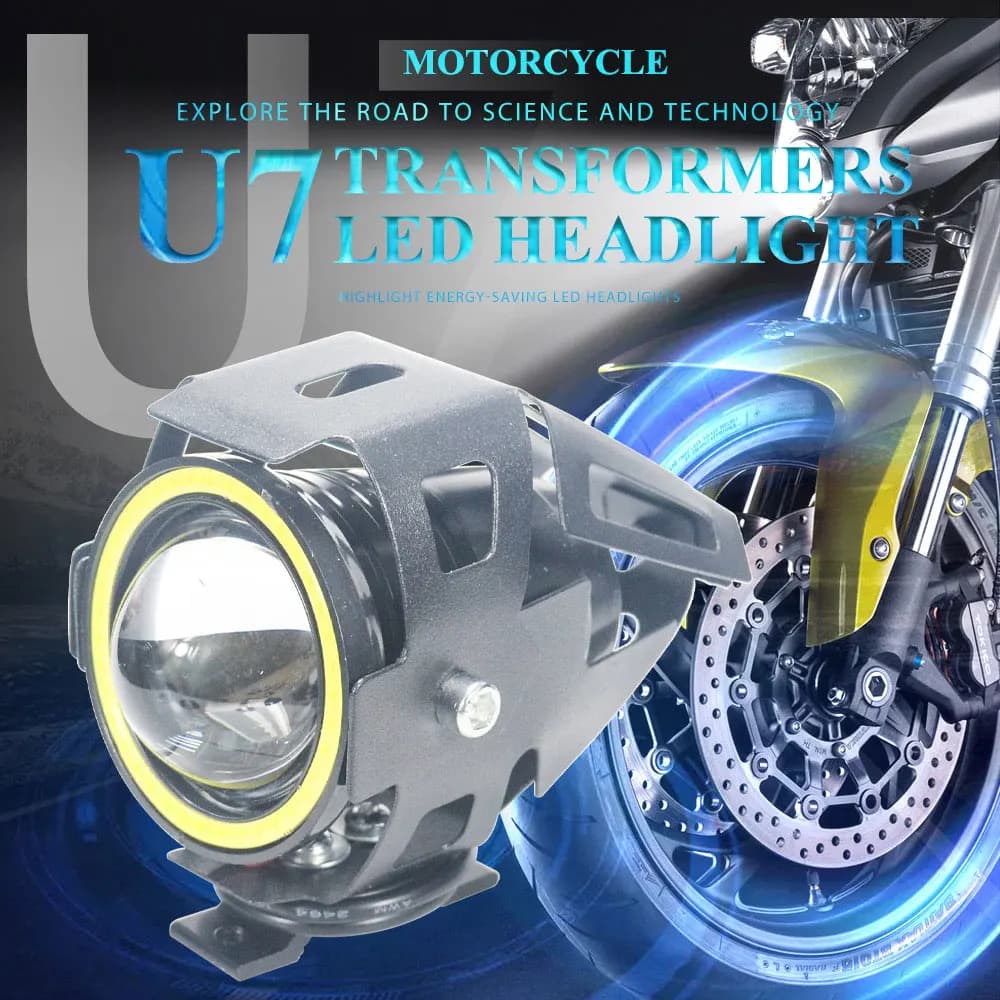 Faro LED Super Luminoso per Moto 12V-85V, Luce Esterna a Flash U7, Faro Spot Laser Cannon