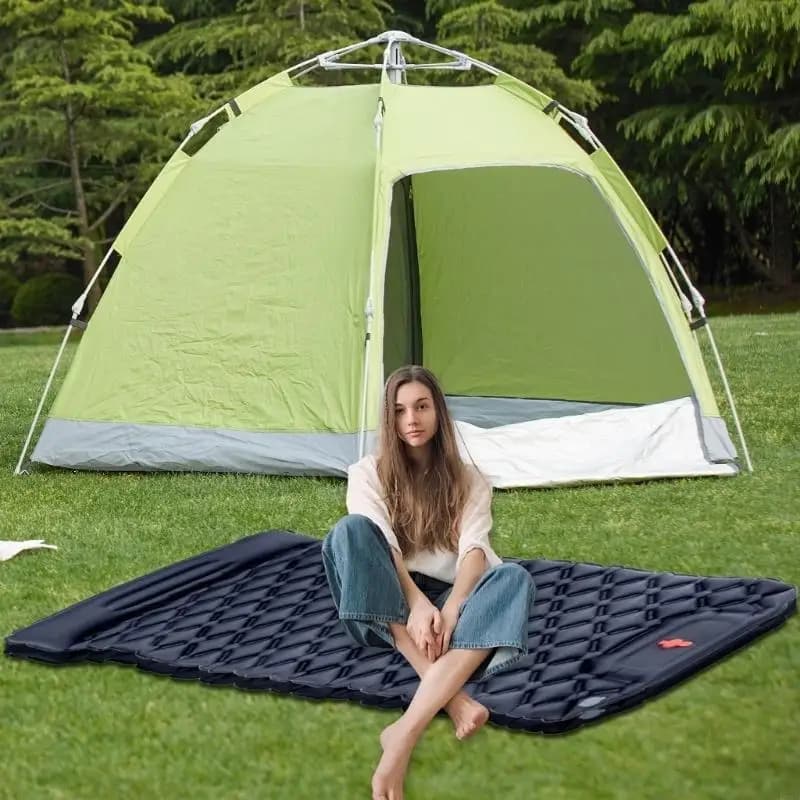 Outdoor Camping Inflatable Mattress Sleep Pad With Pillows Travel Mat Folding Bed Light Weight Air Cushions Enduring
