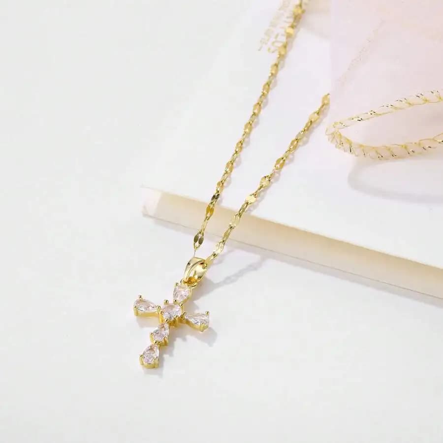 Stainless Steel Unisex Cross Pendant Necklace Fashion Clavicle Chain Jewelry