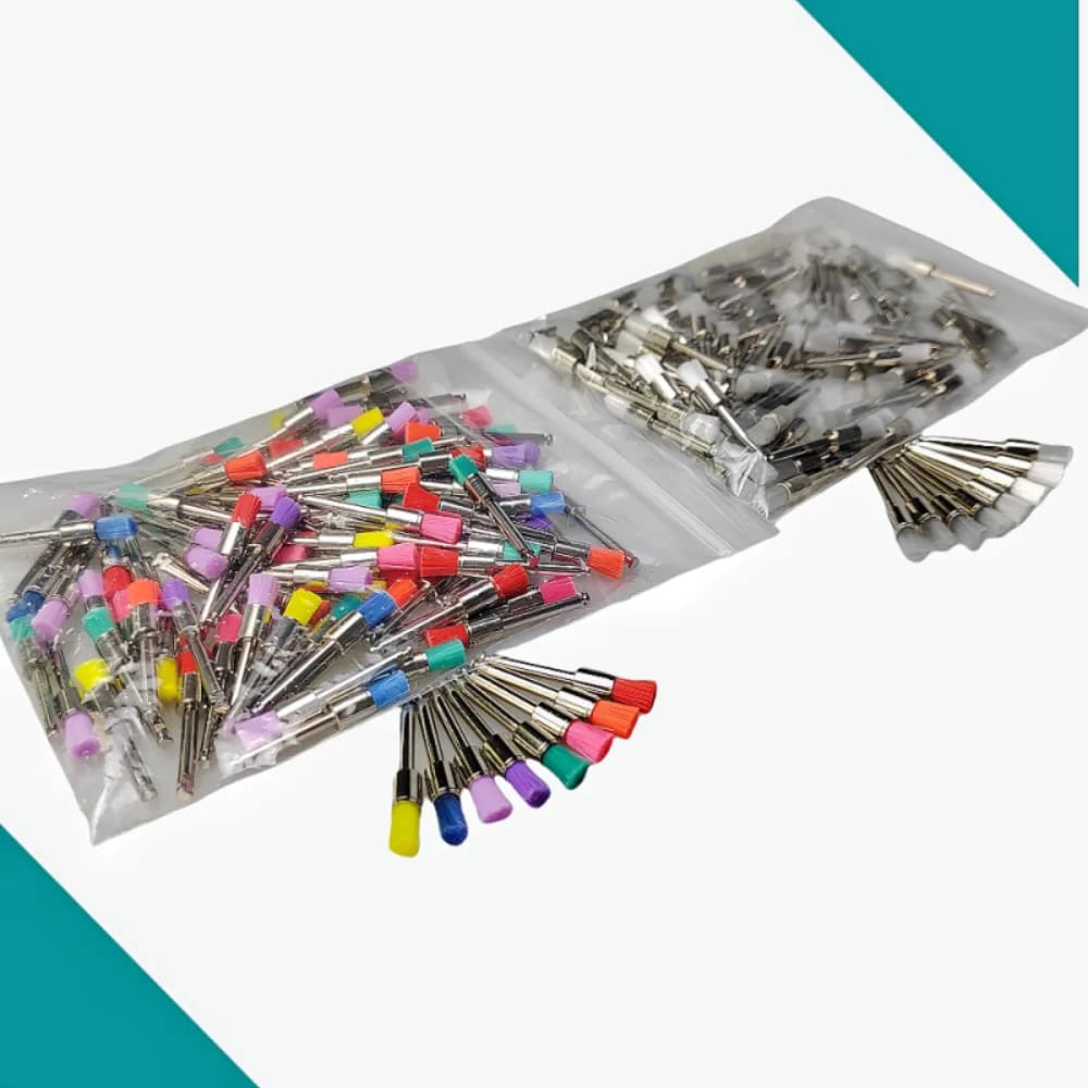 100 pcs/Bag Use And Drop Polisher Dentale Brush With Nylon Sets Brushes For Polishing Toothbrush