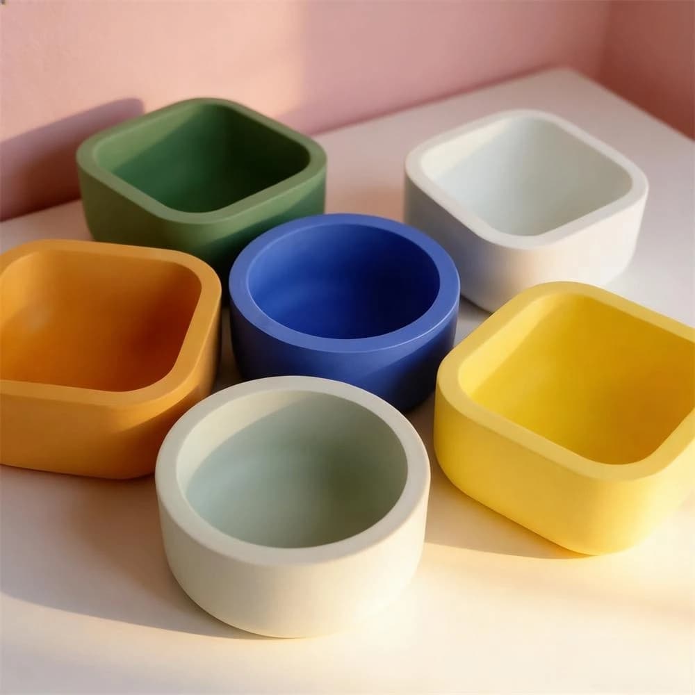 Stampi in Silicone per Contenitori Rotondi e Quadrati, Mini Vasetti Decorativi, Stampi per Candele Fatte a Mano e Contenitori
