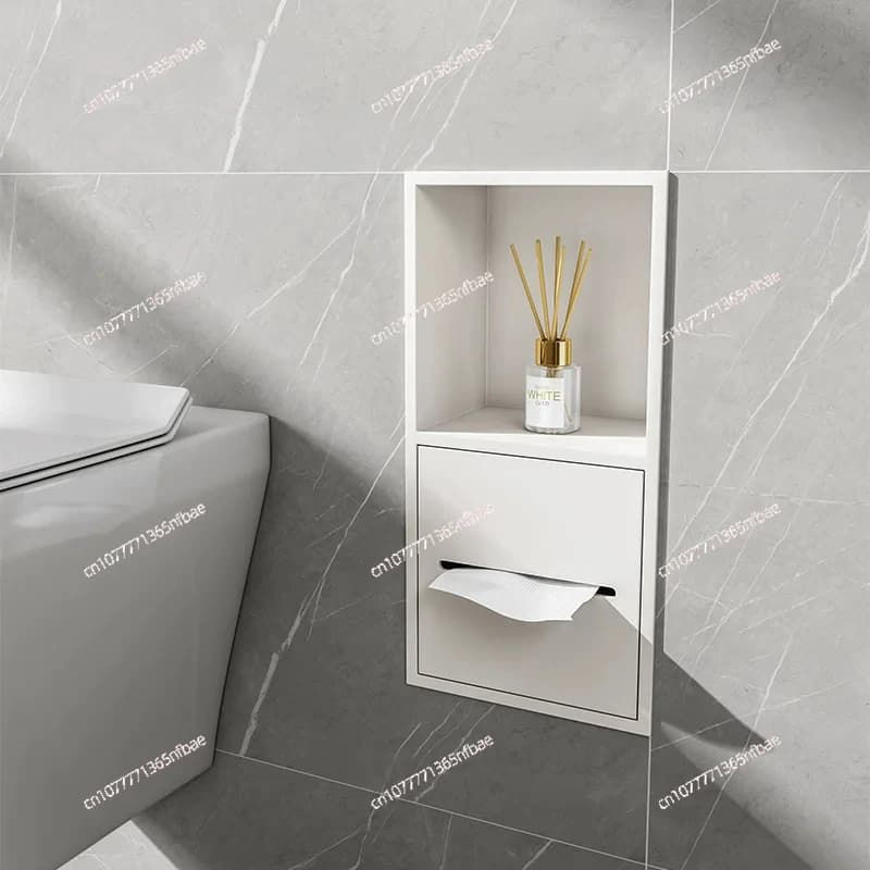 Mobiletto da Bagno Incassato in Acciaio Inossidabile - Nicchia a Muro Porta Carta Igienica Organizzatore