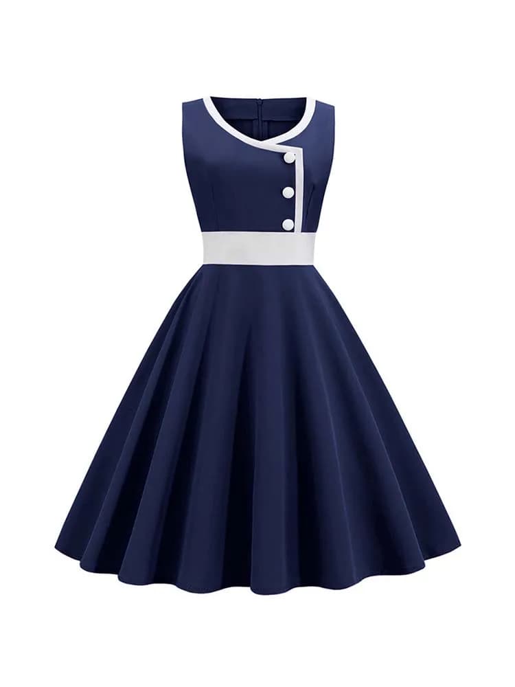 Abito estivo donna Robe Vintage Retro anni '50 anni '60 senza maniche Rockabilly abiti da festa Vestidos