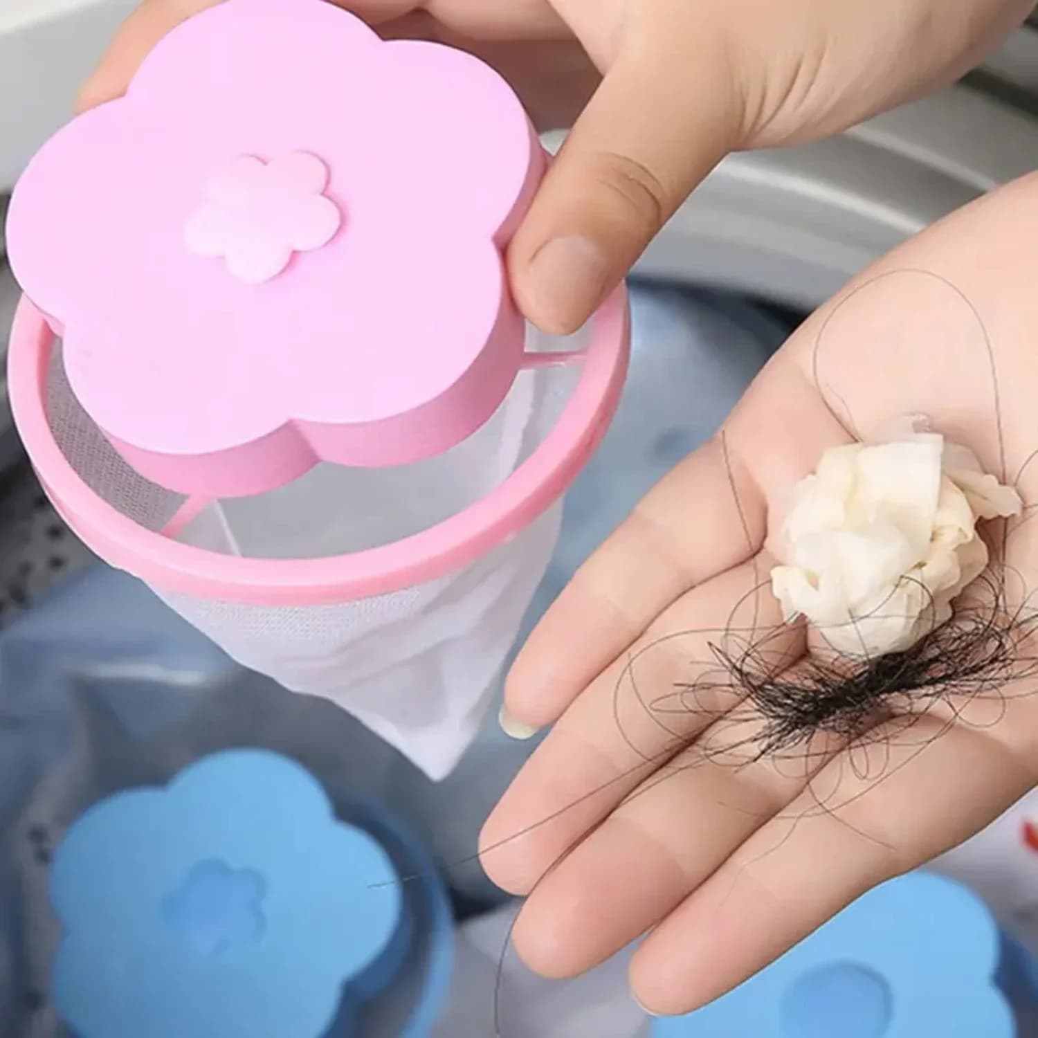 Laundry filter bags: 2 pieces in the shape of a lovely flower, comfortable floating design, efficient network for the use of the washing machine