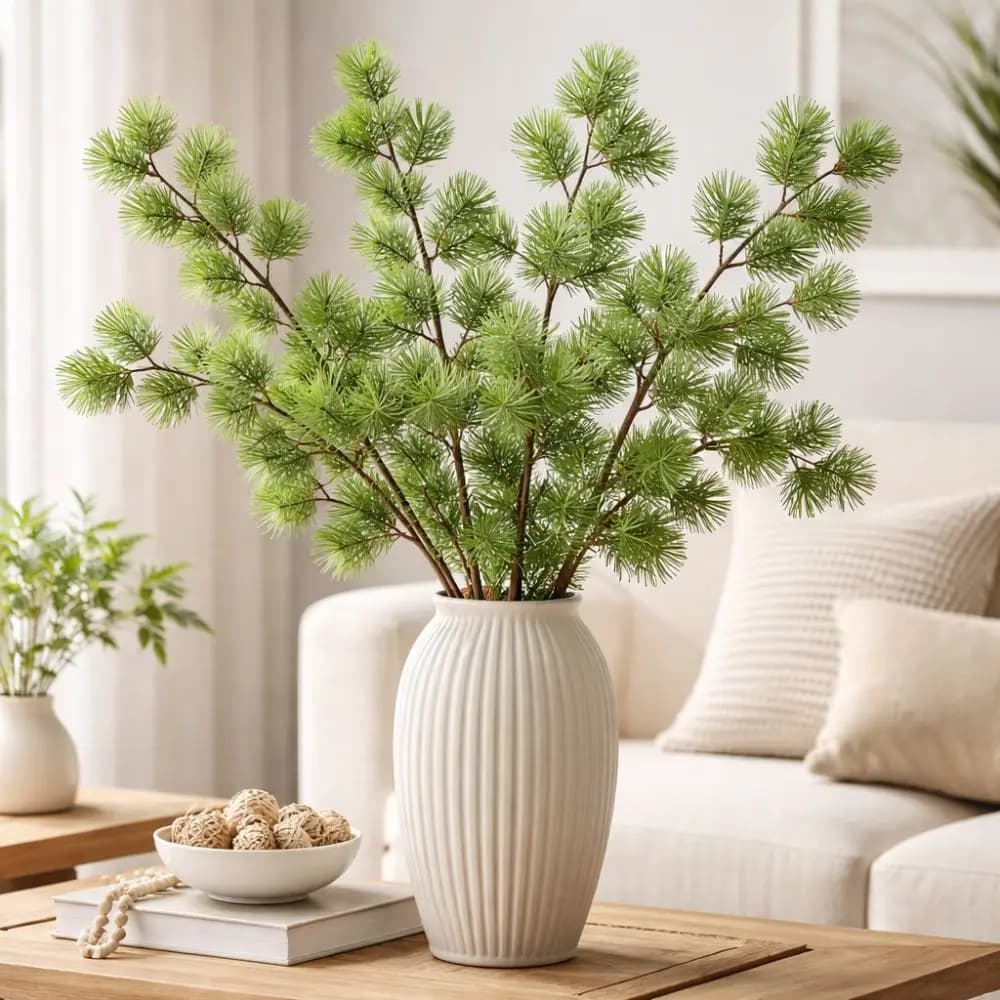 Welcome Decoration, Artificial Pine Copper 60 CM, Luxury Plastic Simulated Plant, Realistic Pine, Home Decorative Fin Plants