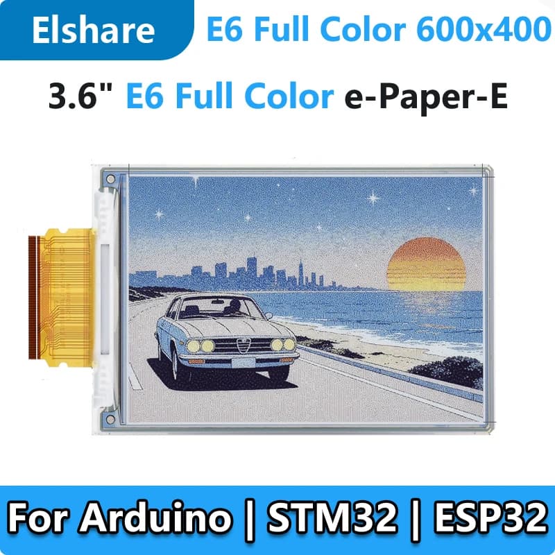 Raspberry Pi E-Paper HAT 3.6 inch + (E) E-Ink E6 Color display for Arduino /STM32 /ESP32 600x400