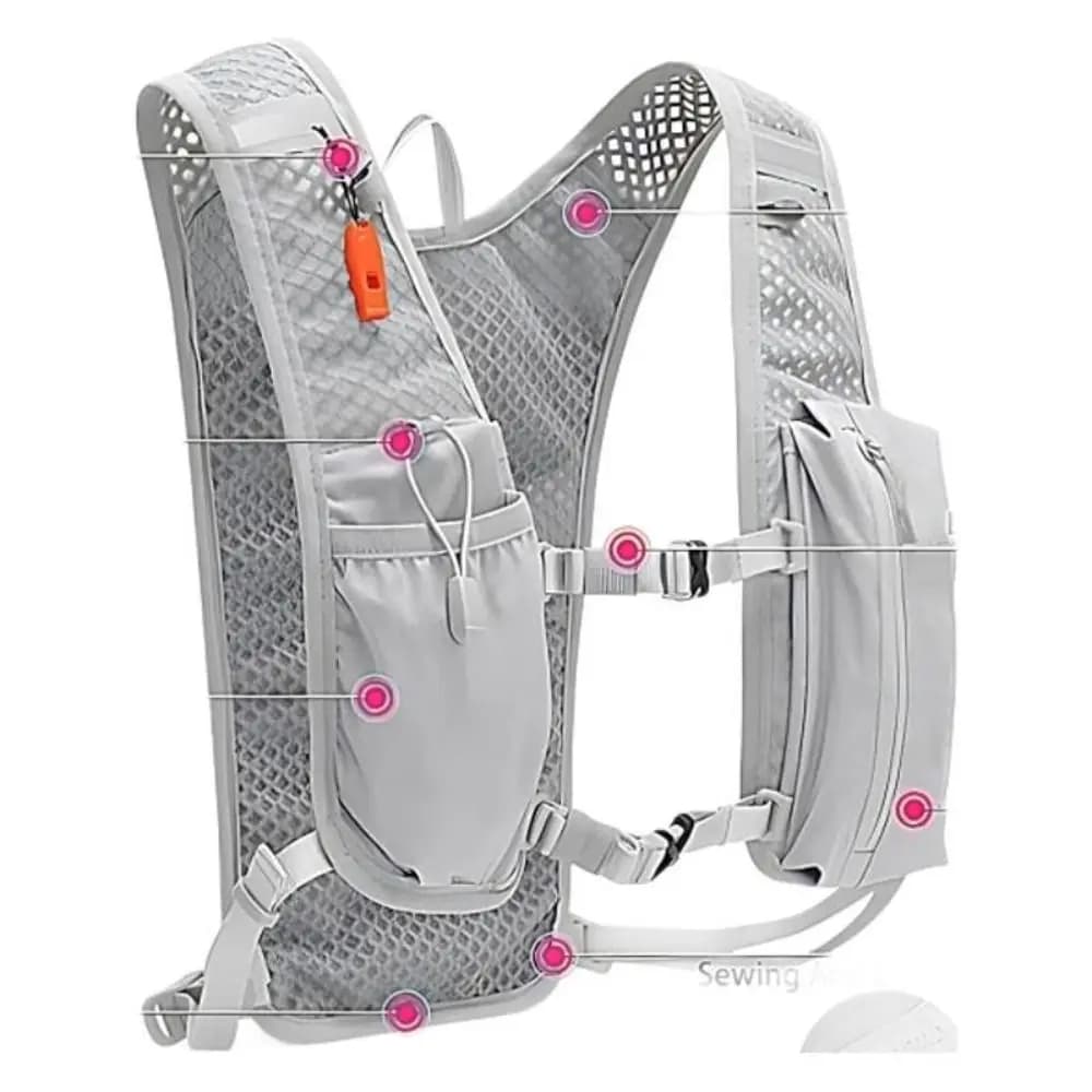 Breathable Hydration Vest Ultra-light Multiple Pockets Running Backpack Nylon Material Adjustable Water Pack Backpack Marathon