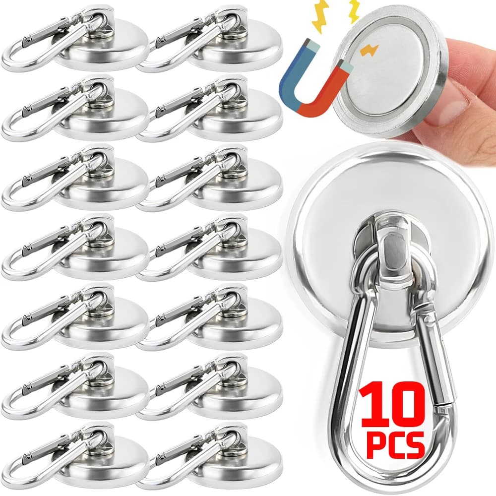 Magnetic hook 10/1 pieces with buckle 360 ° Rotating Mosque Magnetic Hook Kitchen Bathroom Hook Suspended Home Storage Organizer