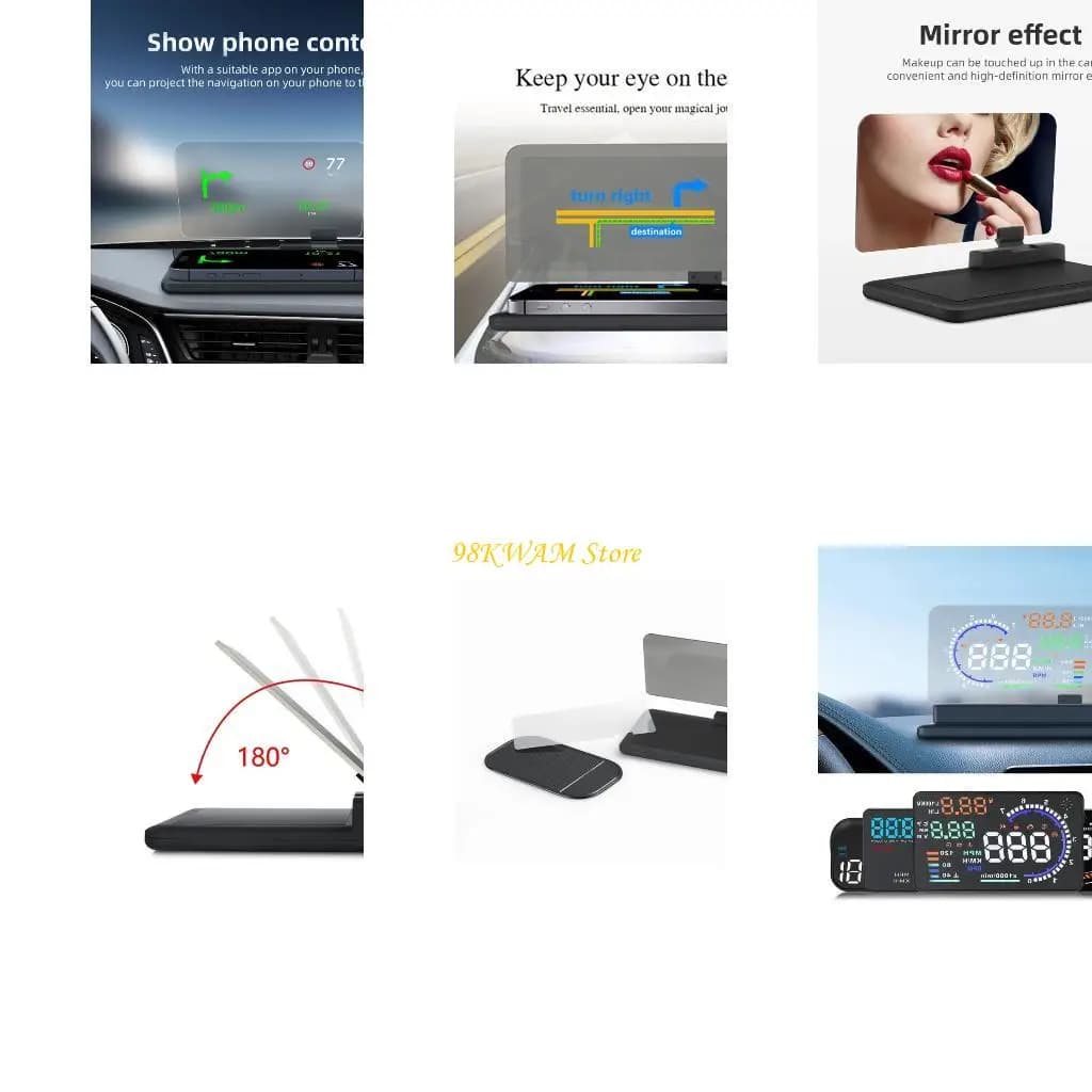 Supporto per display Head Up per auto Supporto per telefono HUD guida Installazione facile 68UF