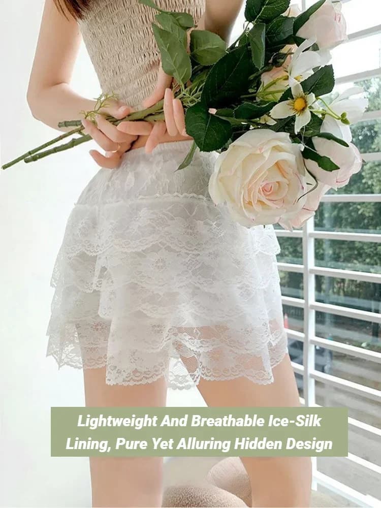 Women Petticoat Summer Korean‑Style Floral Lace Safety Pants, Loose Casual Shorts Fashion Versatile Outer‑Wear Leggings For Wo