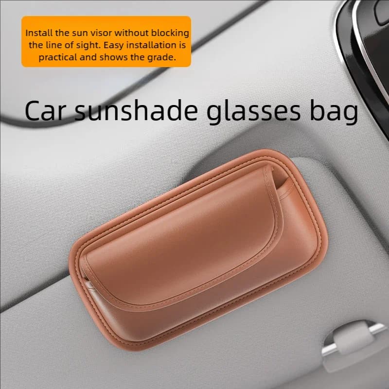 Portaocchiali da sole per auto con clip per visiera, custodia portaocchiali con spazio per cellulare, organizer per documenti e ricevute per veicoli