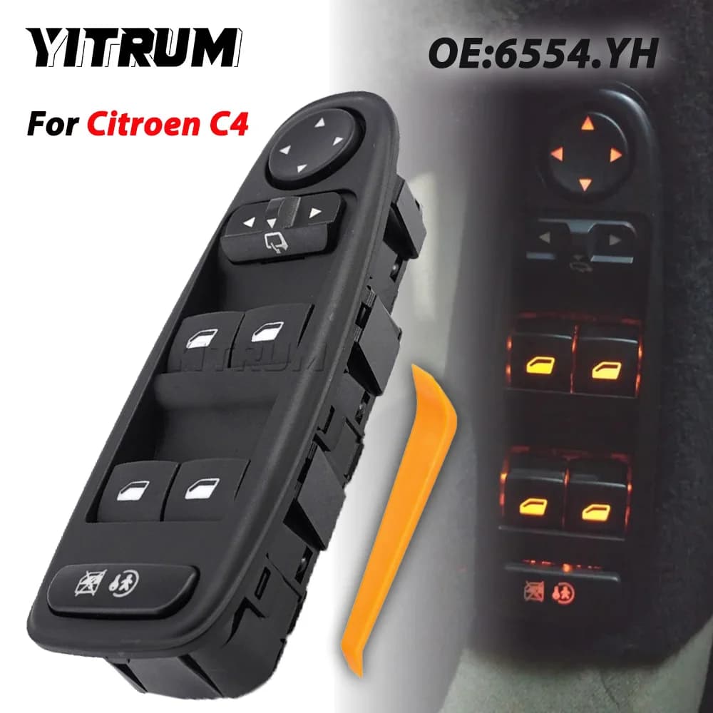 YITRUM Pulsante di controllo interruttore alzacristallo elettrico Master per Citroen C4 Grand Picasso 2007-2009 2010 2011-2014 6554.YH 6554YH