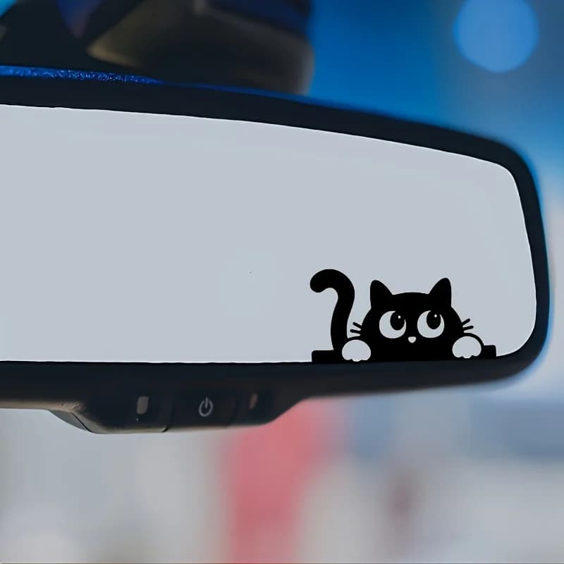Peeking Black Cat Waterproof Vinyl Sticker Cute Cartoon Decal For Car Window Helmet Laptop Bike Decor Accessories