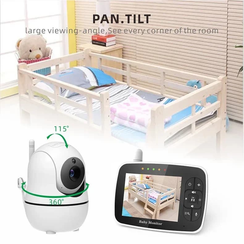 Baby monitor con telecamera zoom Pan Tilt remota Schermo grande da 3,5 pollici, visione notturna, chiamata, temperatura ambiente, ninna nanna SM935E
