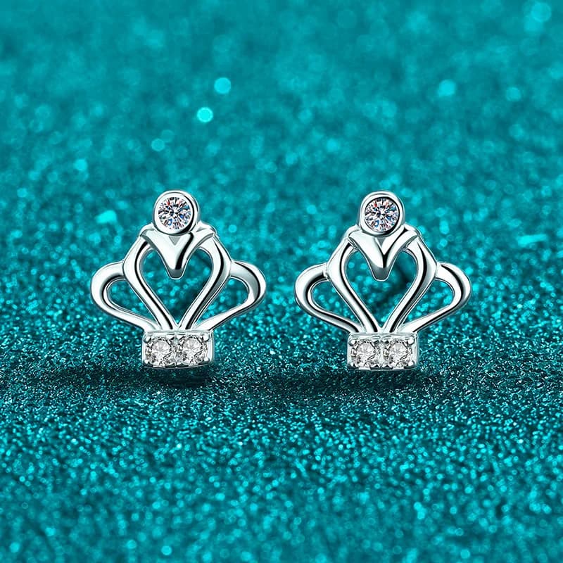 Banquet Sparkling Crown Stud Earrings 0.11 Carat For Women Moissanite PT950 Platinum Party Jewelry