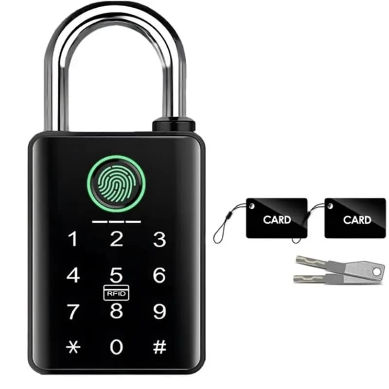 TKOH-Tuya Smart Door Lock Fingerprint Padlock APP Controlled Password Card Key RFID Technology For Outdoor Gate Unlocks