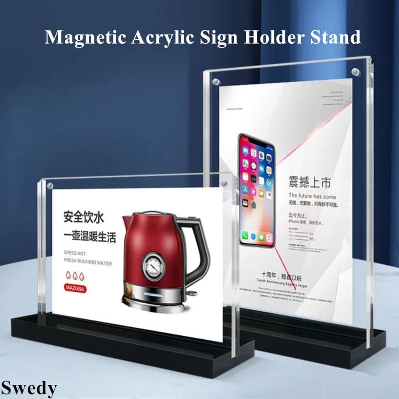 A6 100x150mm Doppio lato magnetico ristorante menu porta carta supporto acrilico cartello espositore prezzo etichetta porta carte