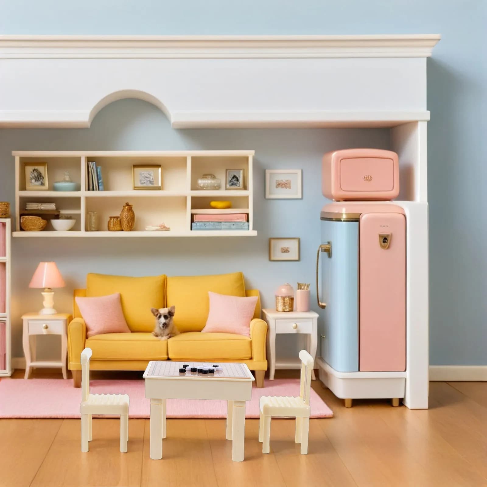 Set di Tavolo e Sedie in Miniatura per Casa delle Bambole, Mobili Realistici per Giochi Creativi e Decorazioni