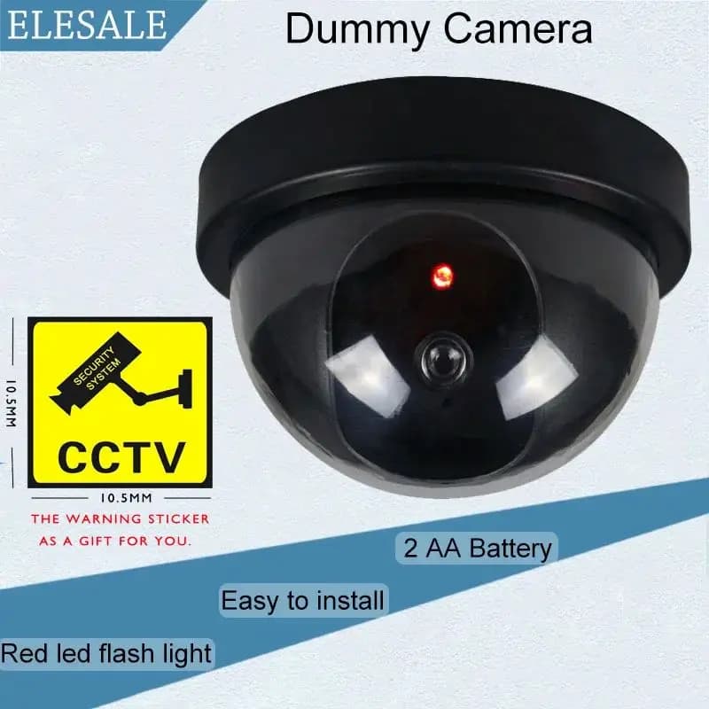 Flashing LED Fiction Camera Fake Camera CCTV Camera with Creative Black Plastic Dome Powering Through Battery AA Surveillance Security System