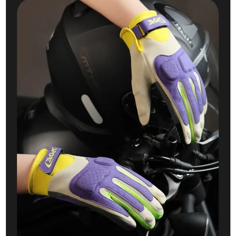 Guanti da moto Protezione solare da equitazione estiva Ciclisti femminili Colori contrastanti Guanto da locomotiva macaron sottile antiscivolo resistente all'usura
