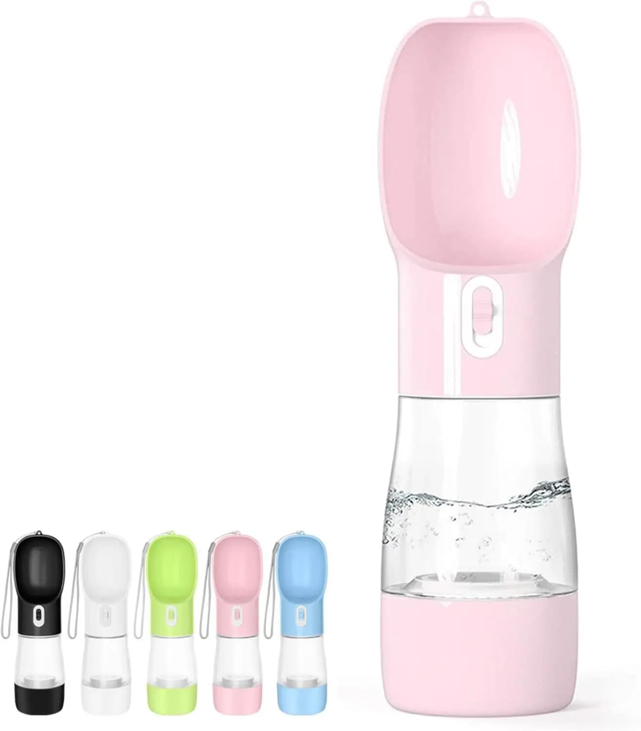 Bottiglia d'Acqua Portatile per Cani, Dispenser Antigoccia con Ciotola e Contenitore per Cibo, Lavabile in Lavastoviglie, Plastica per Alimenti, per Cuccioli