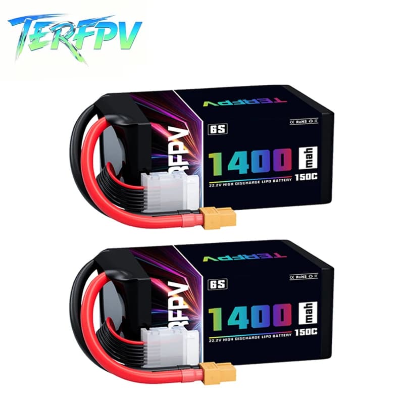 TERFPV 6S 22.2V Lipo Batteria 1400mAh 150C/300C con Spina XT60 Per Quadcopter Drone Aereo RC FPV Elicottero Hobby