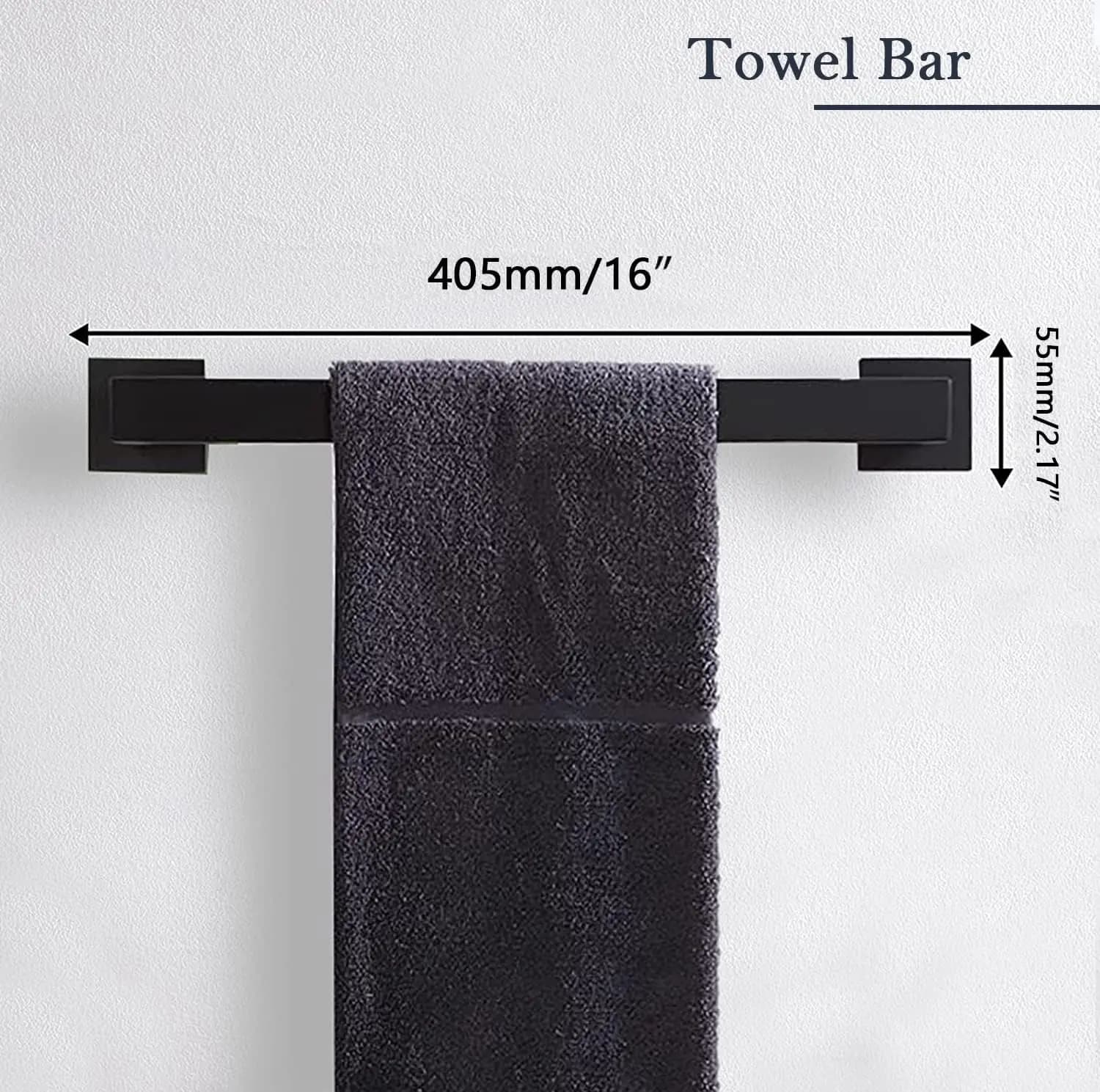 Set di accessori per il bagno da 5 pezzi nero opaco, set di portasciugamani da bagno in acciaio inossidabile SUS304, portasciugamani