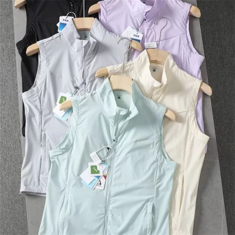 Abbigliamento estivo per la protezione solare Gilet da donna Giacca casual sottile senza maniche Gilet corto con cerniera Capispalla 2025