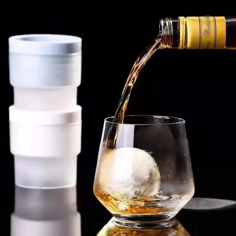 Stampo per blocchi di ghiaccio in silicone Sfera impilabile a fusione lenta Creatore di palline di ghiaccio fai-da-te Vassoio per blocchi di ghiaccio per uso alimentare per cocktail Bar per bevande al whisky