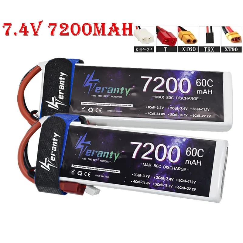 Aggiornamento 7200MAH 7.4V 60C LiPo Batteria 2S Con T TRX XT90 Spina Per RC Quadcopter Elicottero Auto Barca Drone Pezzi di Ricambio 2S Batteria