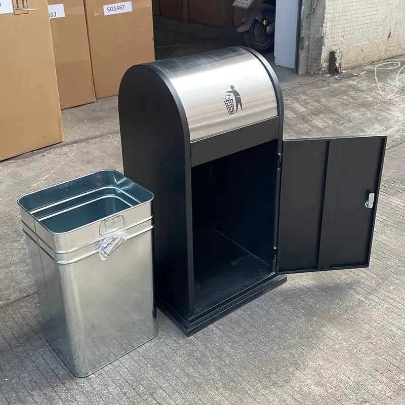 Bidone della spazzatura in acciaio all'ingrosso della fabbrica Bidone della spazzatura pubblico di strada per bidone dei rifiuti per il riciclaggio dei metalli da pavimento all'aperto dell'hotel commerciale