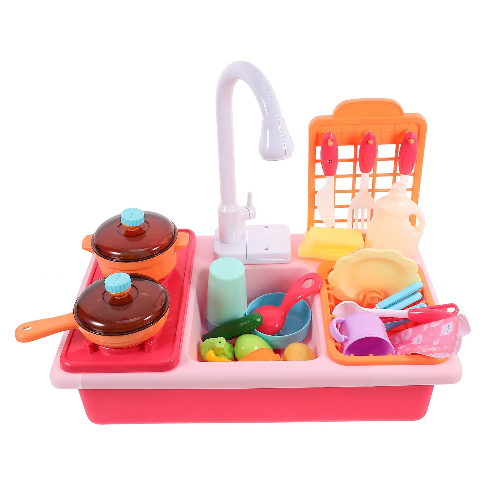 Set Realistico di Lavello per Bambini con Circolazione Automatica dell'Acqua, Gioco di Simulazione Cucina, Regalo Educativo per Bambini