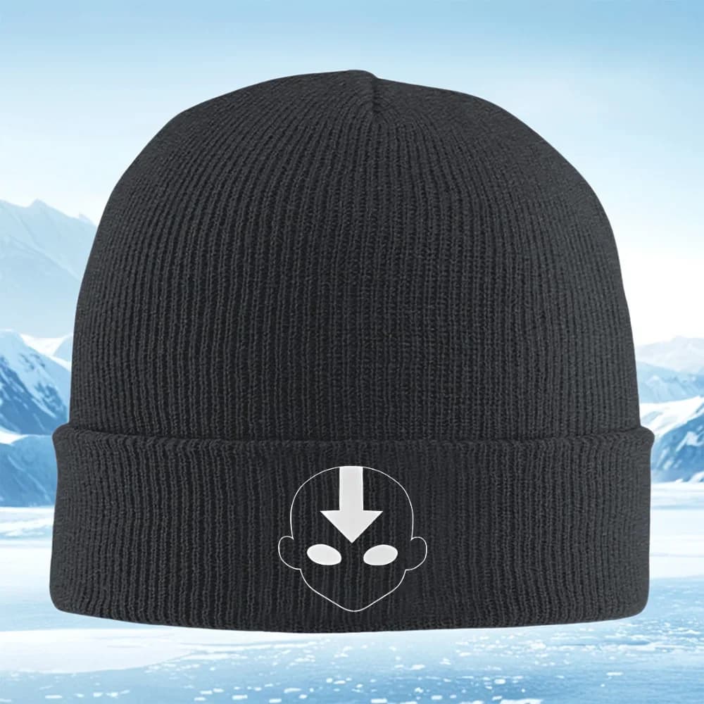 2026 Avatar head symbol white black Men Women Unisex Knitted Hat Beanie Pullover Cap Winter Thermal Warm Christmas Outdoor Cycli