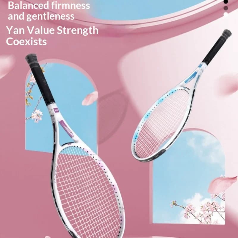 Racchetta da Tennis in Fibra di Carbonio Pre-Incordata Monopezzo Ultra Leggera, Set da Allenamento Junior con Trainer di Rimbalzo, Confezione Singola