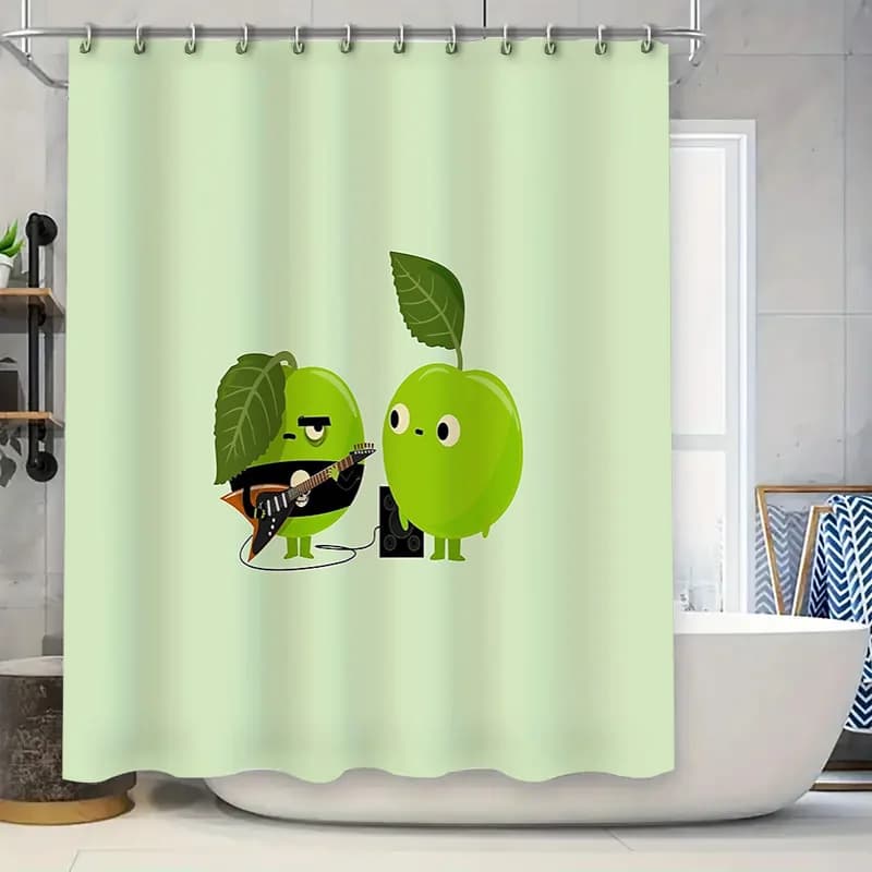 Divertente chitarra mela tenda da doccia carino frutta amante della musica set di decorazioni per il bagno decorazioni per la casa artistiche lavabili impermeabili